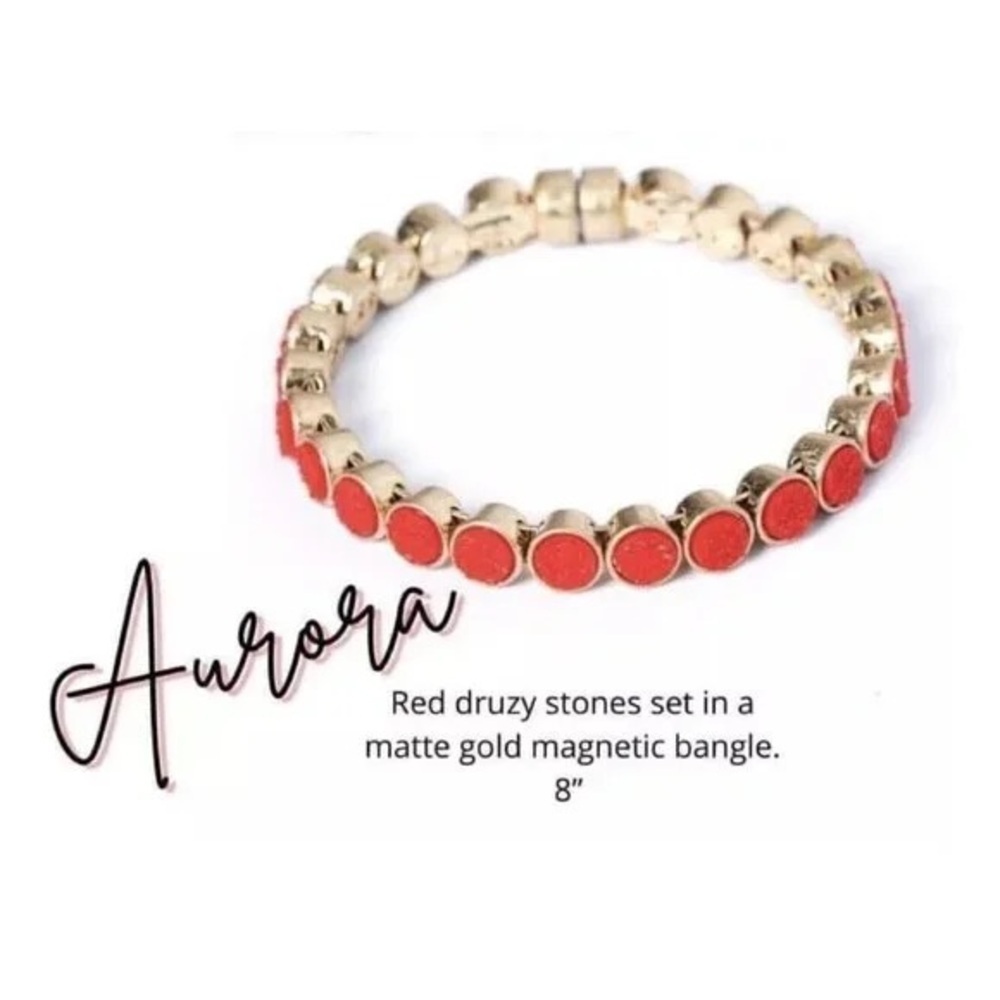 ❄️ Plunder | Aurora Druzy Magnetic Bracelet Red/Gold 8”